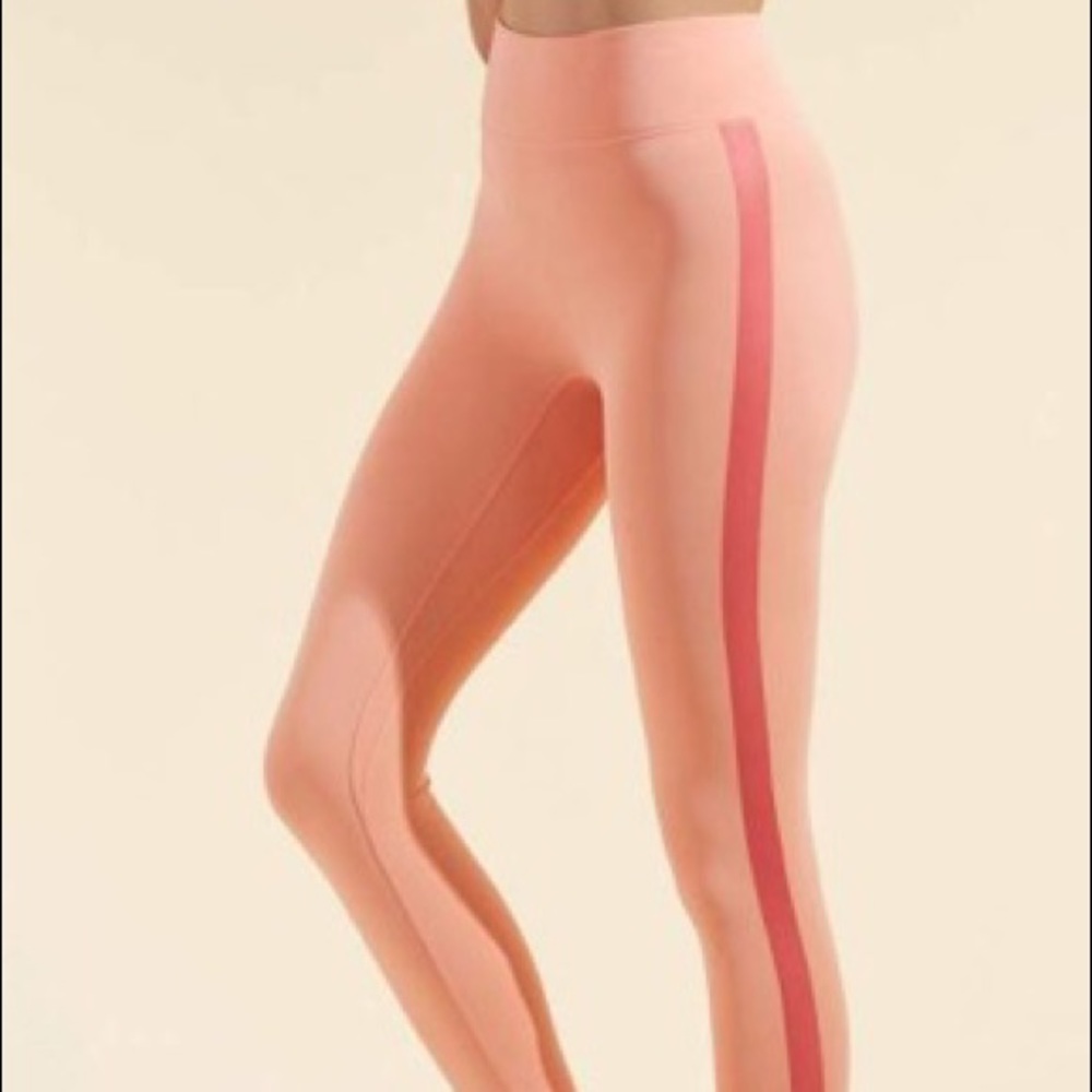 All Access peach pink stripe leggings size small